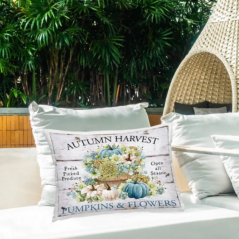 Stupell Industries Pumpkins & Flowers Harvest Outdoor Printed Pillow