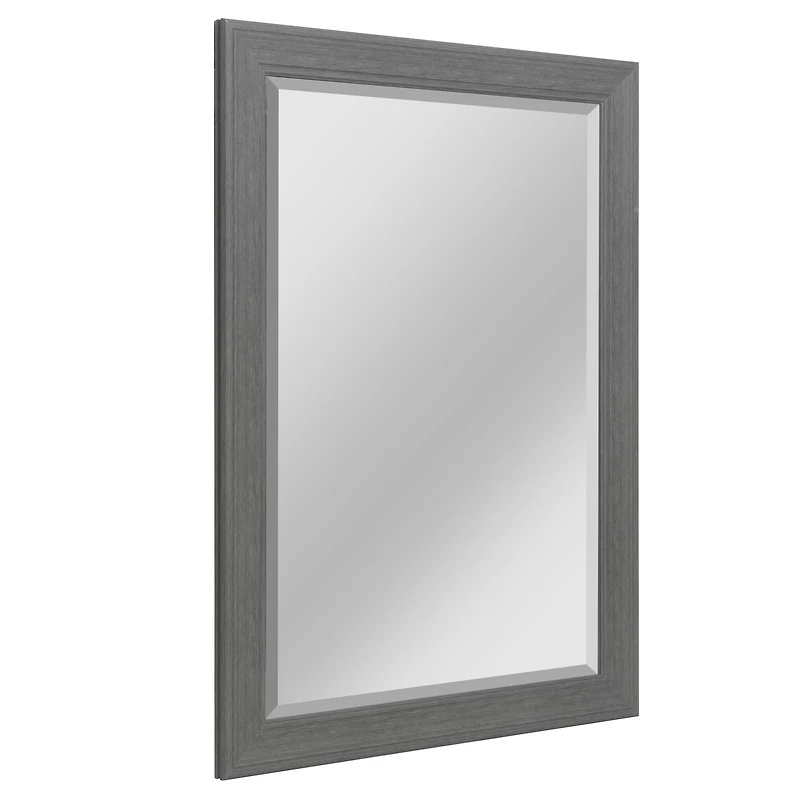 Head West Gray Wood Grain Texture Beveled Edge Bathroom Vanity Mirror