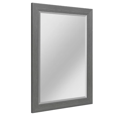 Head West Gray Wood Grain Texture Beveled Edge Bathroom Vanity Mirror