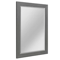 Head West Gray Wood Grain Texture Beveled Edge Bathroom Vanity Mirror