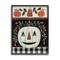 Stupell Industries Fall Jack-o-Lantern Tartan Pattern Framed Giclee Art