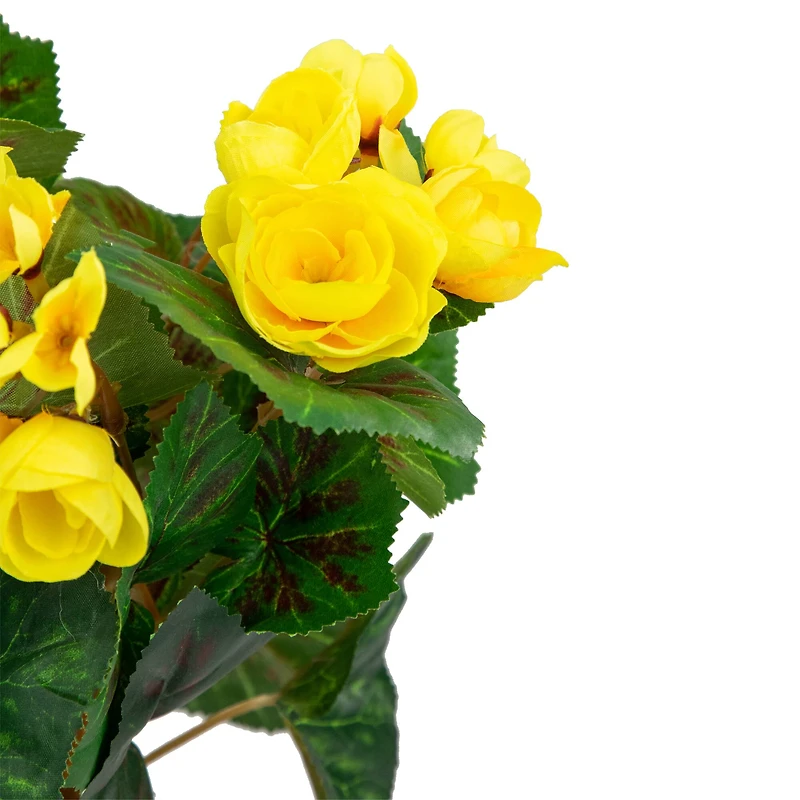 11" Yellow Potted Silk Begonia Floral Arrangement