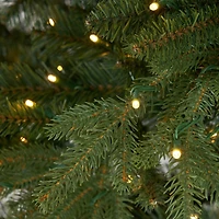 13ft. Pre-Lit Green Mountain Pine Slim Artificial Christmas Tree, Warm White LED Lights