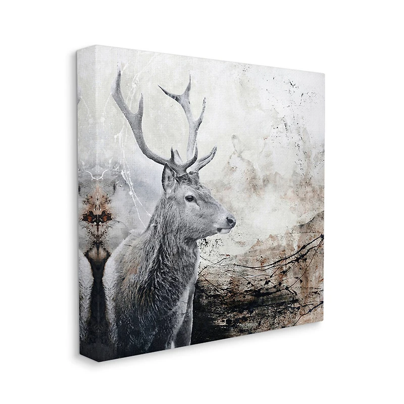 Stupell Industries Elk Antler Portrait Rustic Abstract Landscape Canvas Wall Art
