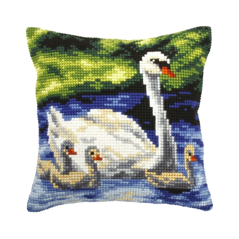 Orchidea Cushion Cross Stitch Kit Swans Family