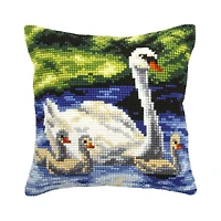 Orchidea Cushion Cross Stitch Kit Swans Family
