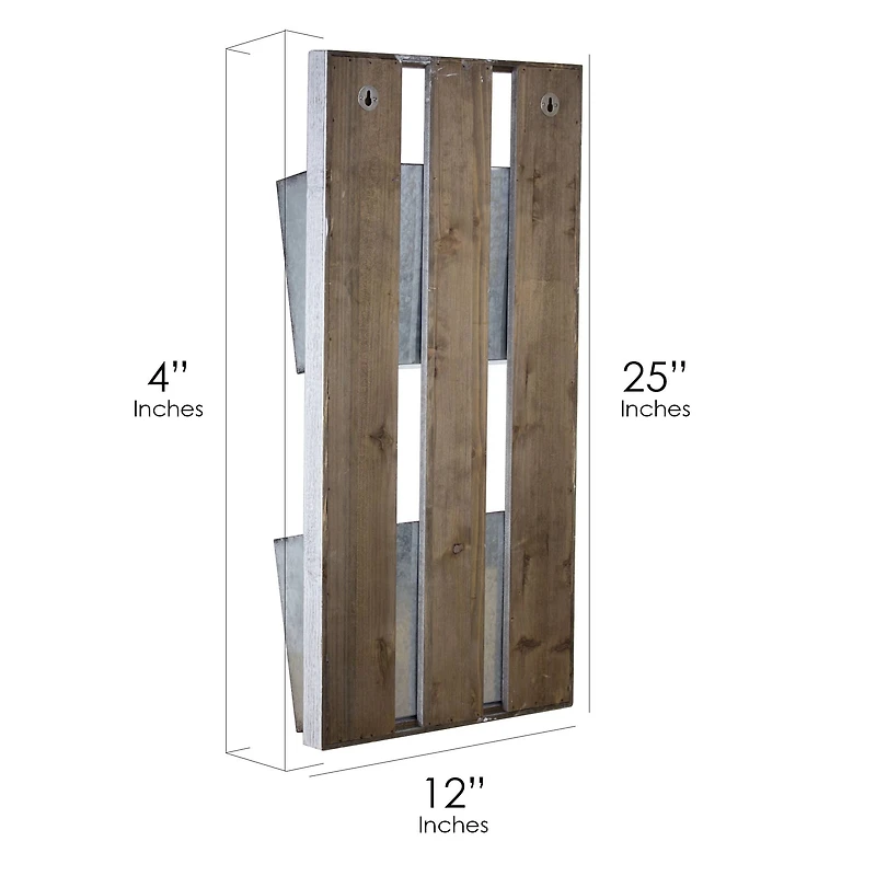 Galvanized Metal Mail & Magazine Wall Organizer