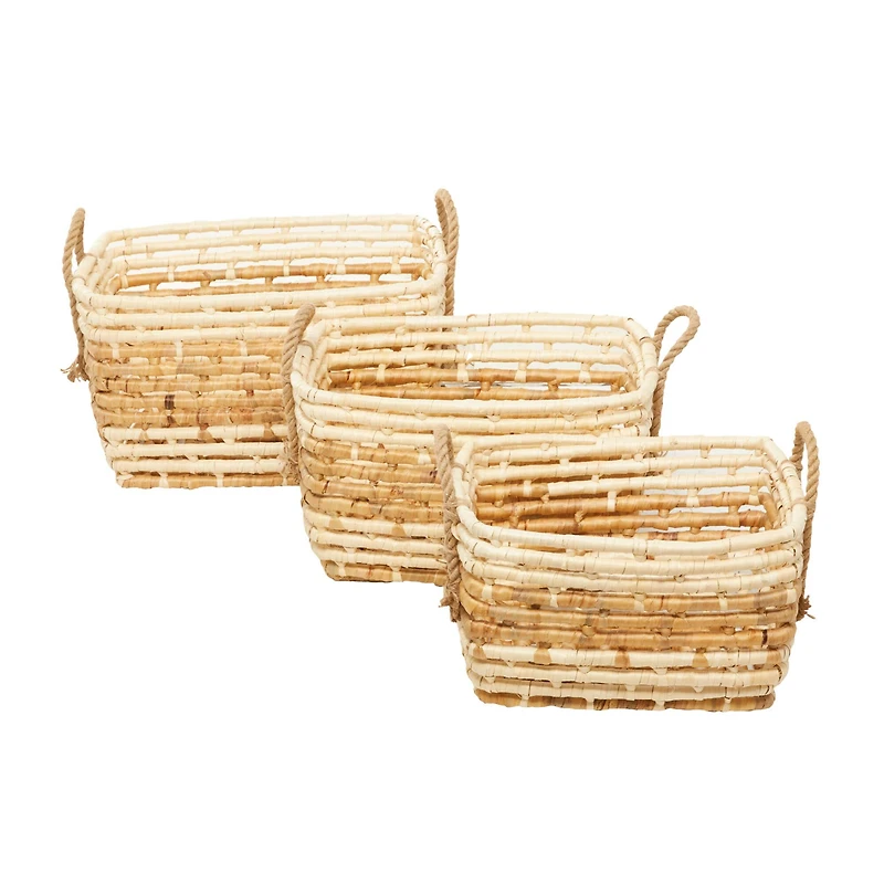 Rectangle Brown Contemporary Sea Grass Storage Basket Set