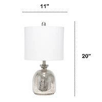 Lalia Home 20" Mercury Hammered Glass Jar Table Lamp with White Shade