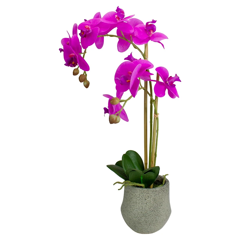 14" Purple Orchid Plant in Gray Stone Pot