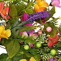 22" Yellow & Pink Mixed Floral Artificial Spring Wreath