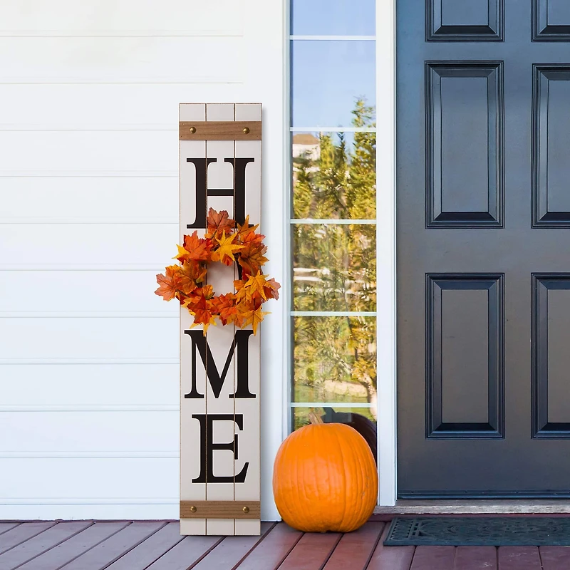 Glitzhome® 42" Wooden Home Porch Sign with Changeable Wreaths