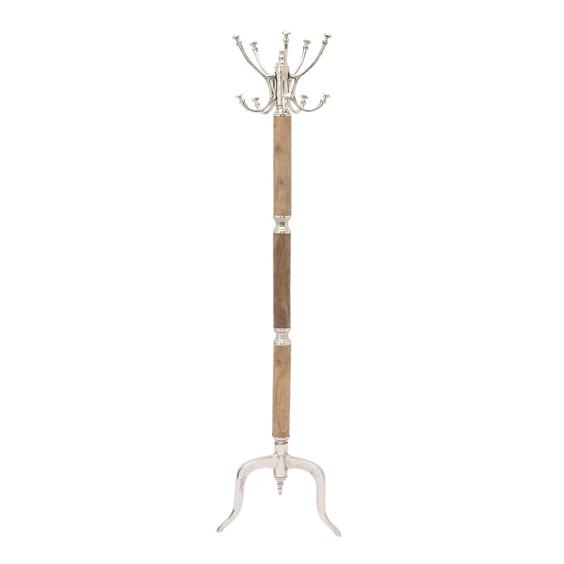Silver Mango Wood Traditional Coat Rack, 72" x  19" x  19"