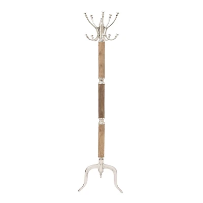 Silver Mango Wood Traditional Coat Rack, 72" x  19" x  19"
