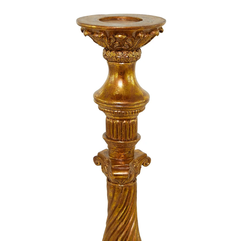 33" Gold Polystone Handmade Pillar Candle Holder