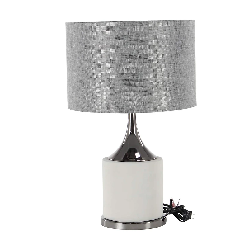 Grey Metal Traditional Table Lamp, 24" x 15" x 15"