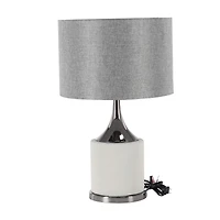 Grey Metal Traditional Table Lamp, 24" x 15" x 15"