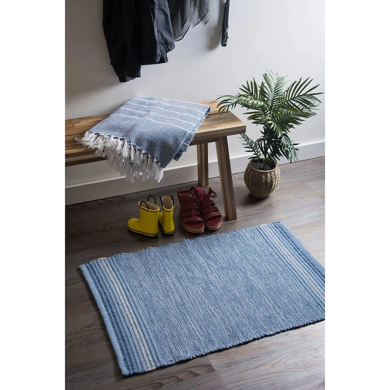 DII® Variegated Blue Recycled Yarn Rug, 2ft. x 3ft.