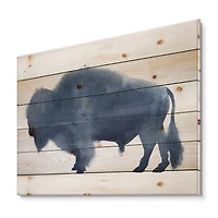 Designart - Navy Blue Bison Silhouette