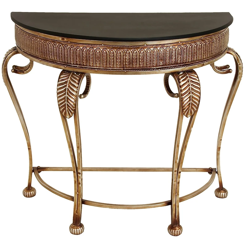 Gold Traditional Metal Console Table, 33" x 41"