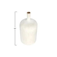 Hello Honey® 9.5" Cream Stoneware Vase with Green Undertones & Reactive Glaze Finish