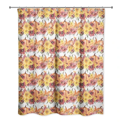 Fall Watercolor Floral Shower Curtain