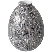 12" Gray Mother of Pearl Handmade Mosaic Inspired Vase
