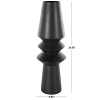 24" Black Metal Art Deco Fluted Decorative Vase