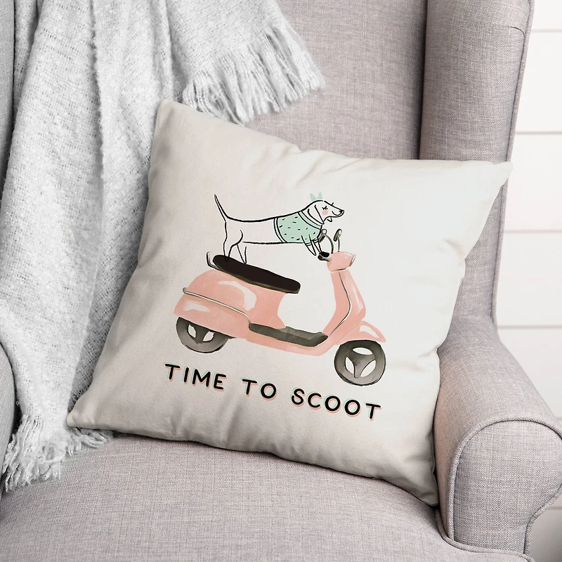 Dog Scooter Pink Mint 6 Throw Pillow