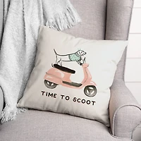 Dog Scooter Pink Mint 6 Throw Pillow