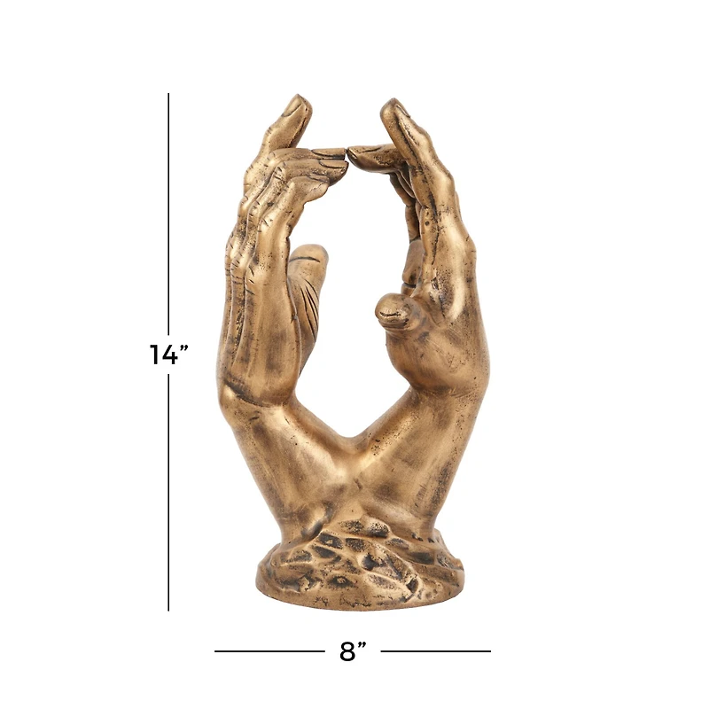 Gold Aluminum Traditional Abstract Sculpture, 11" x 9" x 6"