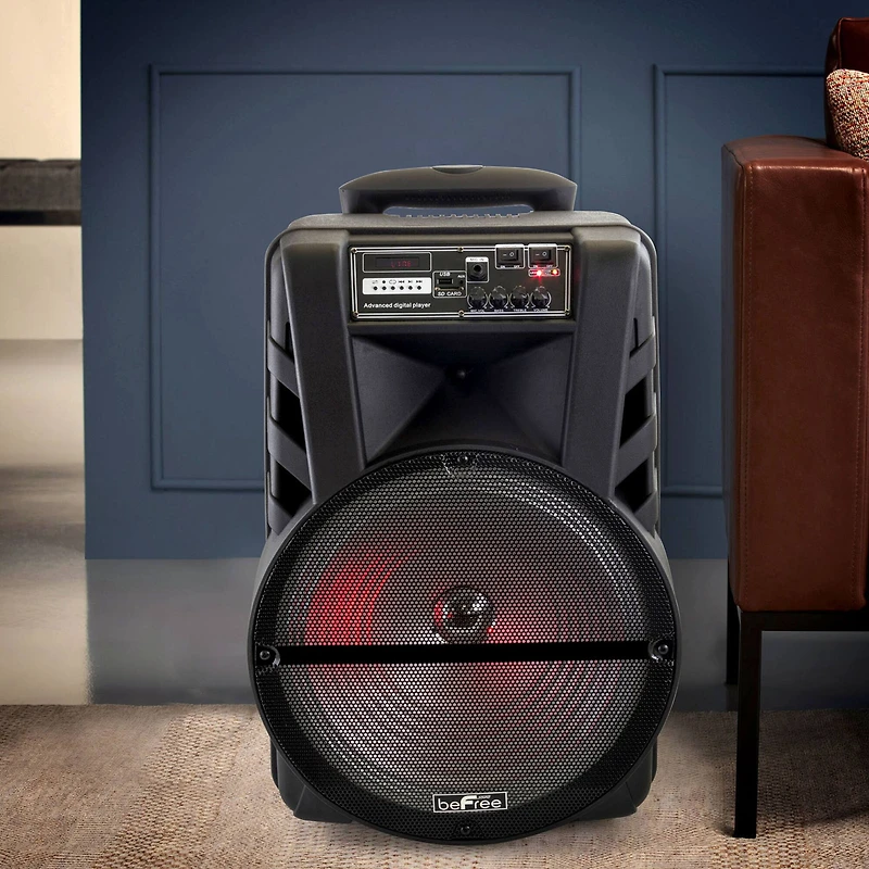 beFree Sound 15" Bluetooth Portable Rechargeable Party Speaker With LED Lights