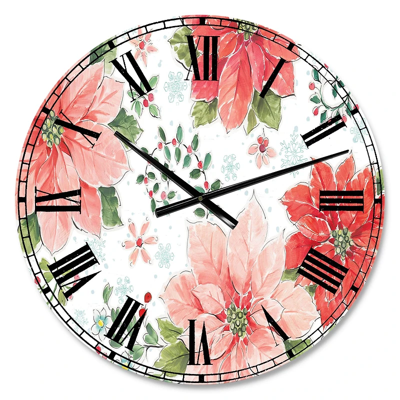 Designart 'Country Flower Snowflakes I Traditional Wall Clock