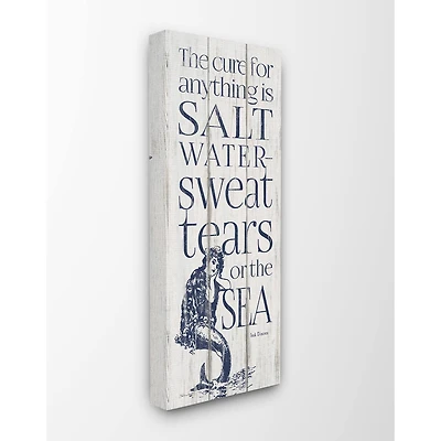 Stupell Industries Saltwater is the Cure Sea Mermaid Planked Look Canvas Wall Art
