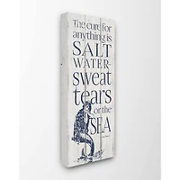 Stupell Industries Saltwater is the Cure Sea Mermaid Planked Look Canvas Wall Art