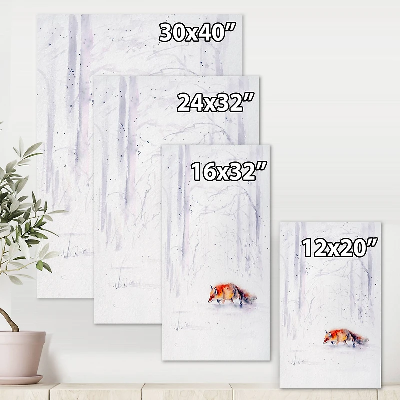 Designart - Red Fox Running In White Snow II