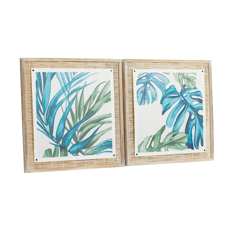 Set of 2 Blue Sea Grass Eclectic Botanical Wall Decor, 29" x 29"