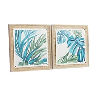 Set of 2 Blue Sea Grass Eclectic Botanical Wall Decor, 29" x 29"