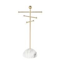 13" Gold Metal 6-Slot Jewelry Stand with White Base