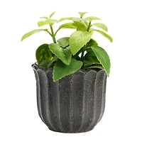 Hello Honey® 6" Matte Black Reactive Glaze Flower Stoneware Planter