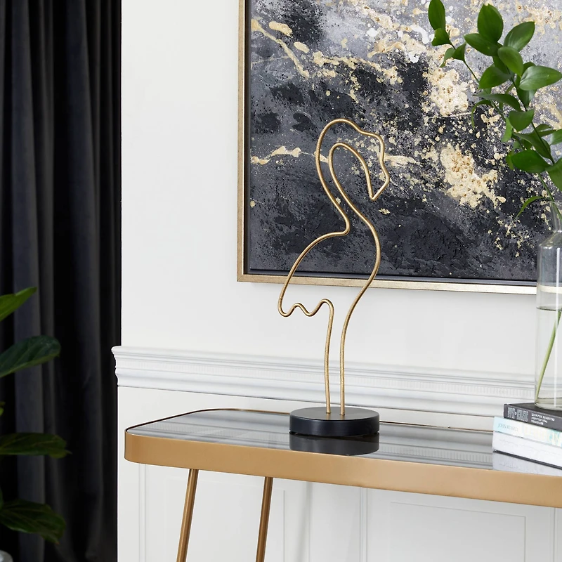 CosmoLiving by Cosmopolitan 18" Gold Contemporary Flamingo Sculpture