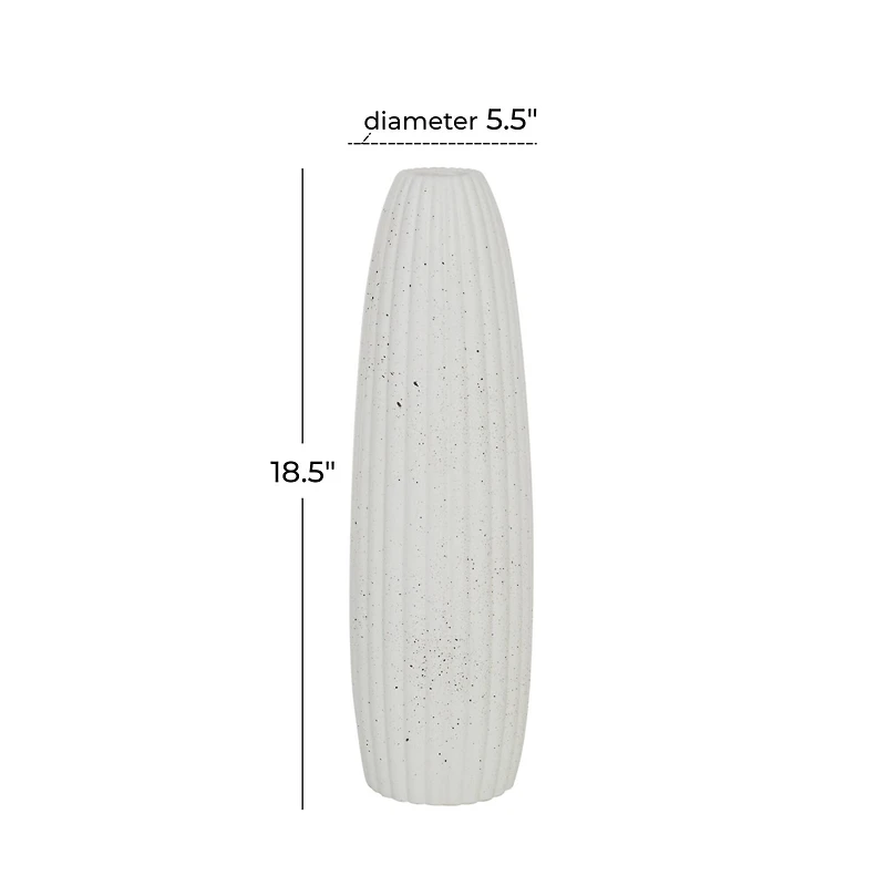 White Ceramic Contemporary Vase, 18" x 5" x 5"