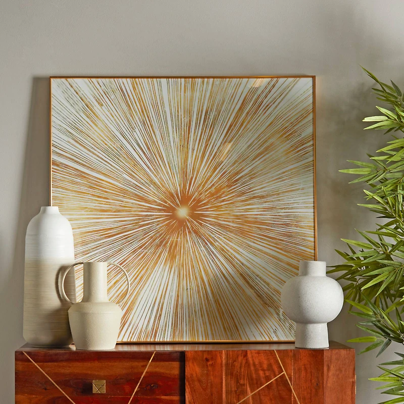 CosmoLiving by Cosmopolitan Gold Porcelain Radial Starburst Framed Wall Art with Gold Aluminum Frame 40" x 2" x 40"