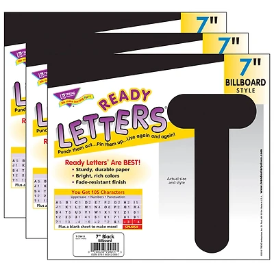 Trend Black 7" Billboard Uppercase Ready Letters®, 3 Pack