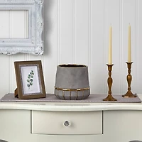 8" Regal Stone Decorative Planter with Gold Accents