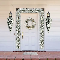 Glitzhome® 36" Pre-Lit Flocked Christmas Teardrop with LED Lights and Timer