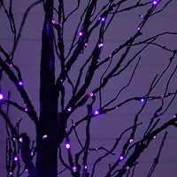 7ft. Pre-Lit Halloween Black Twig Artificial Tree with 390 Orange & Purple LED Lights