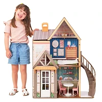 KidKraft Modern Charm Wooden Dollhouse with Open & Close Front & 7 Accessories