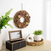 12" Purple & Beige Wooden Floral & Preserved Artichoke Wreath