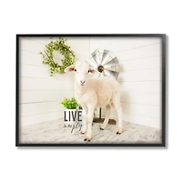 Stupell Industries Live Simply Baby Sheep with Greenery Photograph Framed Wall Art
